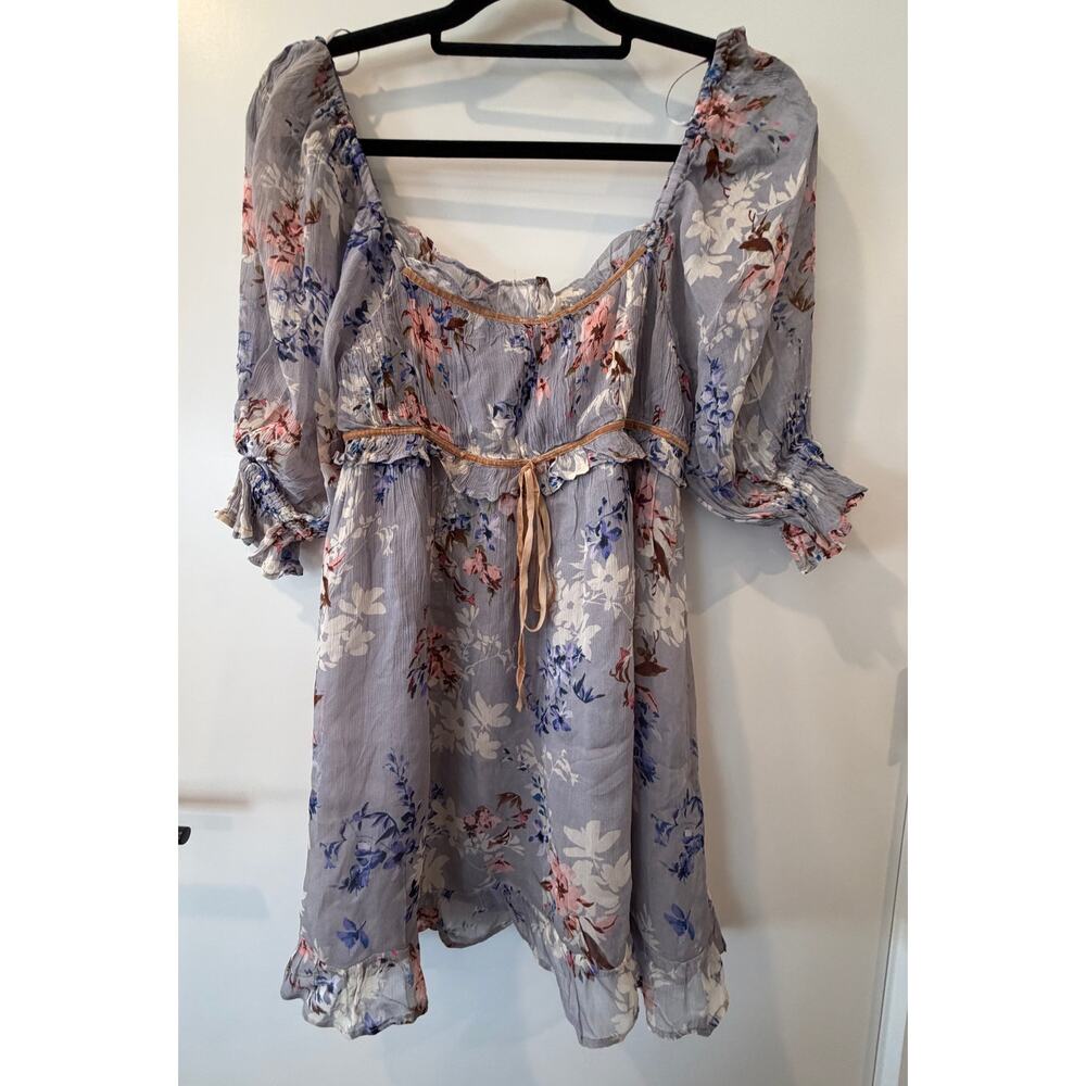 Free People Babydoll Dress Puff Sleeve Womens Small NWT Fairy Boho Floral Summer - Picture 3 of 9
